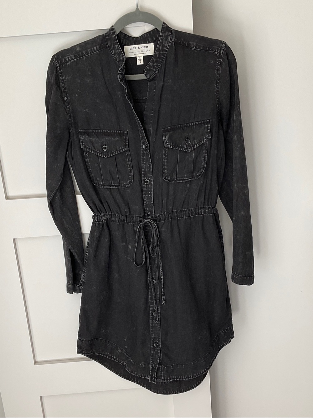 cloth & stone Washed Black Long-Sleeve Shirt Dress